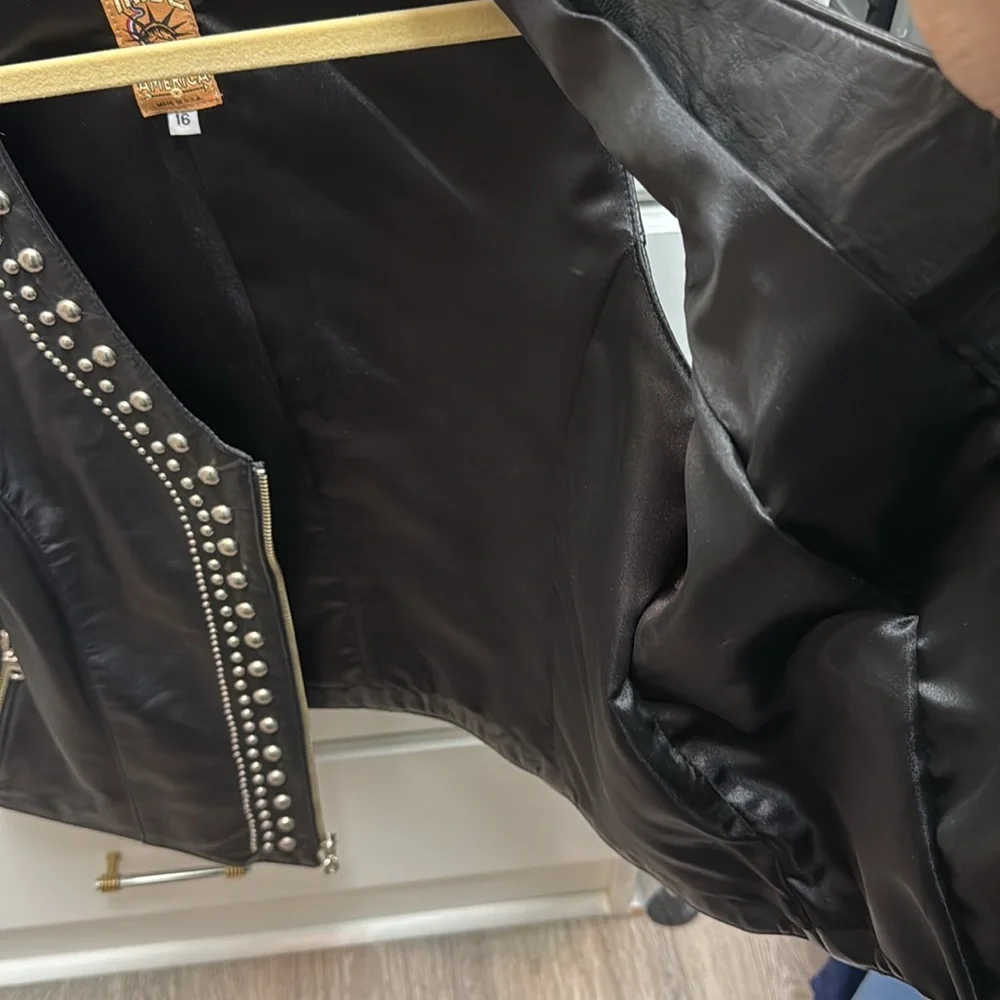 Tribe America leather and nailhead authentic moto vest - Picture 6 of 6